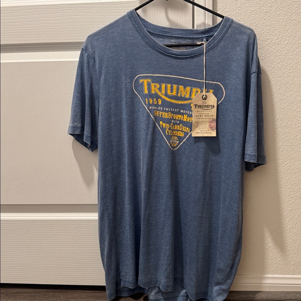 Triumph Vintage Blue Tee with Yellow Emblem (LUCKY BRAND)